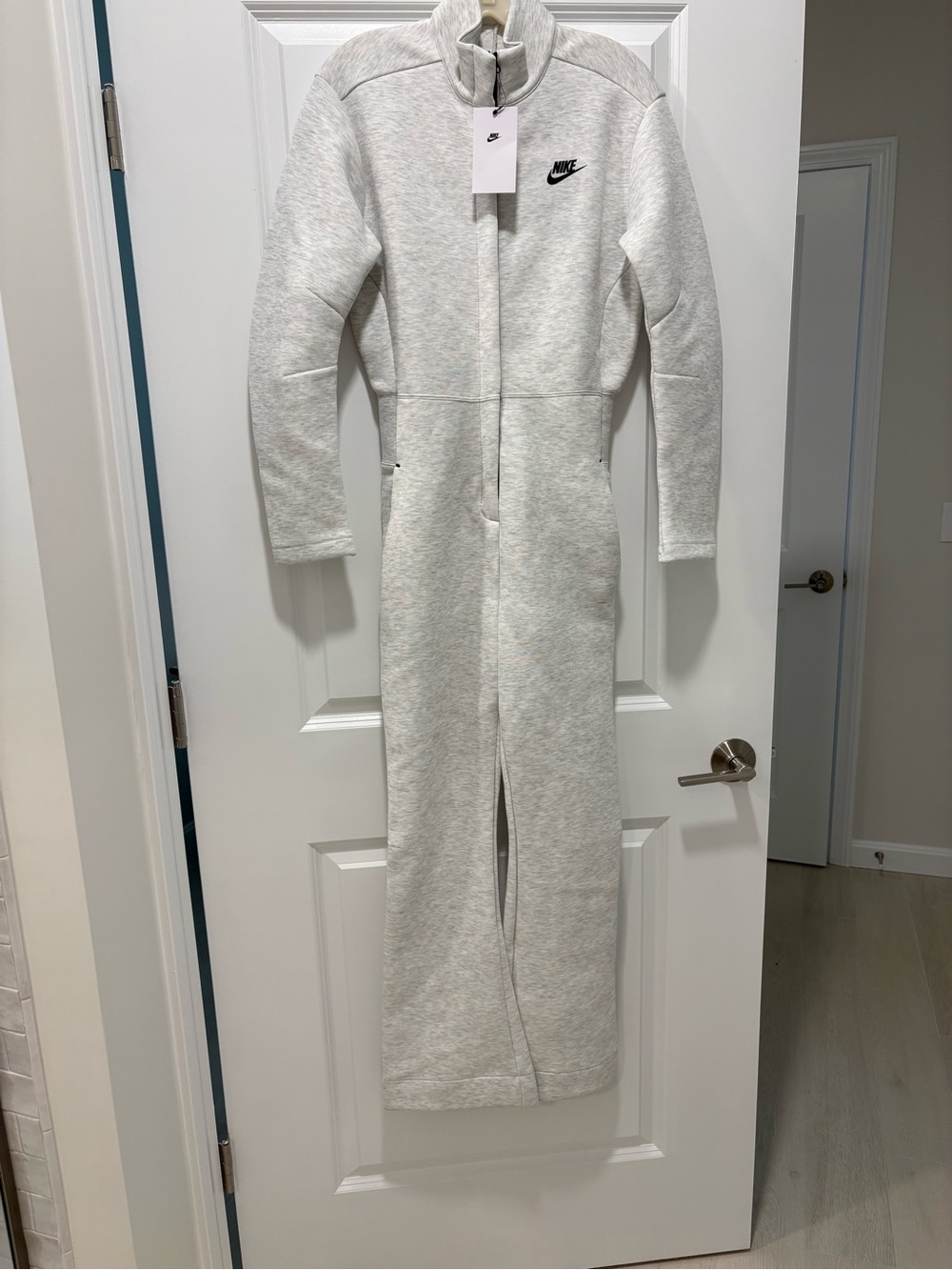 Nike Women’s Heather Light Gray Full‑Zip Maxi Dress